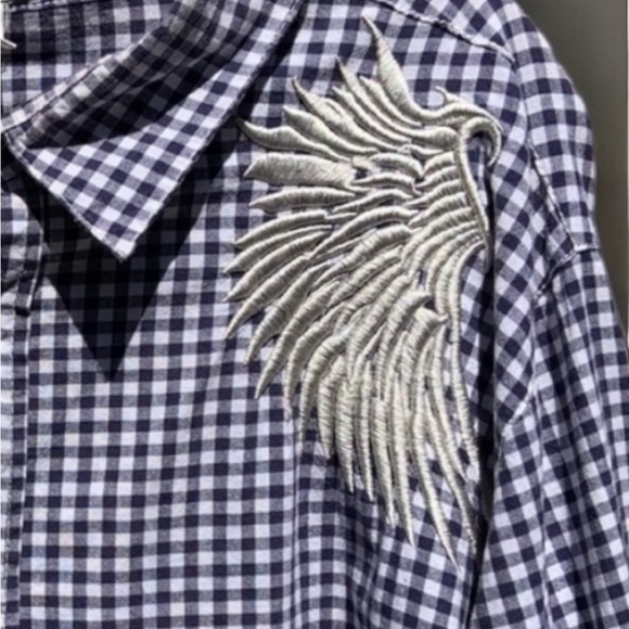 🌻MO7 Most Official 7 Plaid Shirt with Wings Size XL - Picture 6 of 12